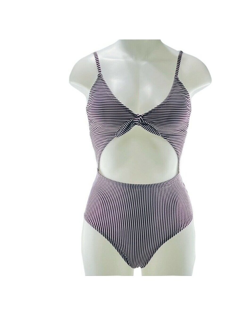 Striped Monokini Swimsuit With Cut-Out Design Adjustable Straps Size S Wild Cher